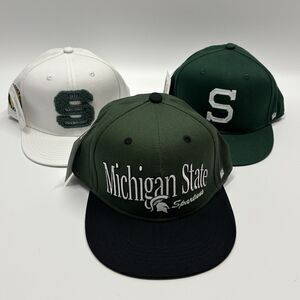 NWT Michigan State Spartans Green & White Adjustable Hat / Lot of 3